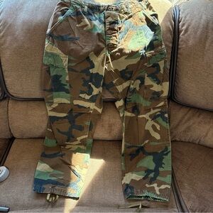 VTG Military Cargo Pants Mens Medium  Hot Weather Camo Woodland Ripstop Short